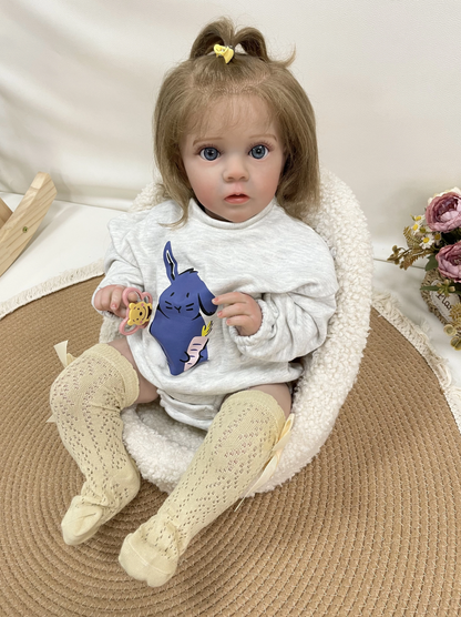 Clara – 60 cm / 24-Inch Soft Silicone Reborn Baby Girl Doll with 3D Painted Features and Hand-Implanted Hair