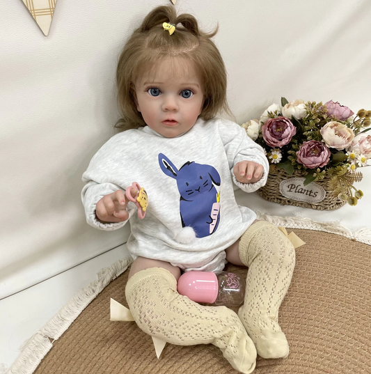 Clara – 60 cm / 24-Inch Soft Silicone Reborn Baby Girl Doll with 3D Painted Features and Hand-Implanted Hair