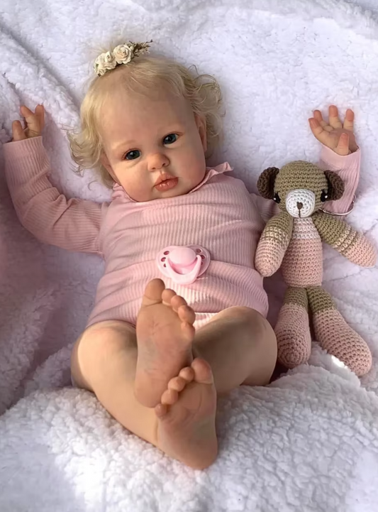 Ellie: 24-Inch Lifelike Reborn Baby Girl Doll with Hand-Rooted Hair – A Cuddly Companion