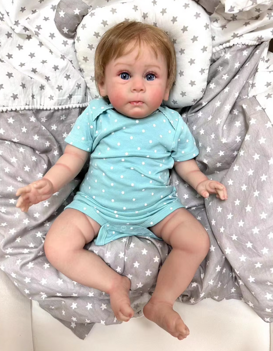 Finn – 60 cm / 24-Inch Realistic Reborn Baby Doll with Blue Eyes and Hand-Implanted Hair