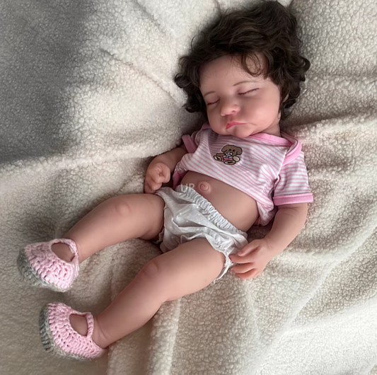 Levi: 50cm Premium Hyper-Realistic Full Body Soft Silicone Reborn Baby Girl Doll with Hair and Visible Veins