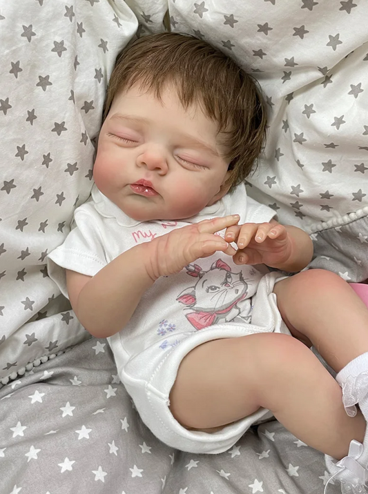 Mila – 20-Inch Sleeping Newborn Reborn Baby Girl Doll with Hand-Implanted Hair