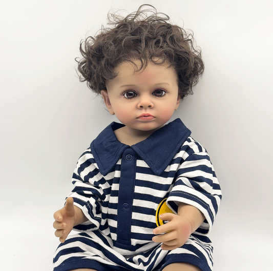 Tutti – 22-Inch Full Vinyl Reborn Baby Boy Doll with Hand-Rooted Hair and Realistic Detailing