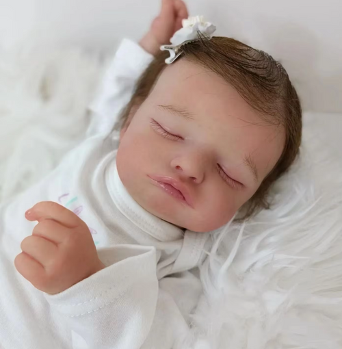 Sleeping Reborn Baby Doll Girl Rosalie with Brown Hair - 20-Inch Handcrafted Collectible